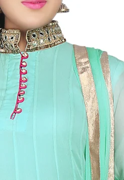 Plain Georgette Anarkali Suit in Pastel Green