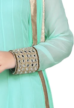 Plain Georgette Anarkali Suit in Pastel Green