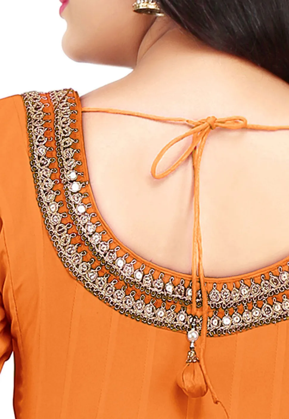 Plain Georgette Anarkali Suit in Pastel Orange