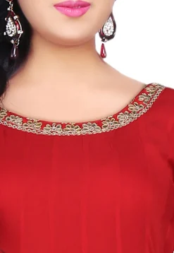 Plain Georgette Anarkali Suit in Red
