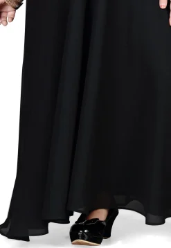 Plain Georgette and Net Gown in Black and Pink