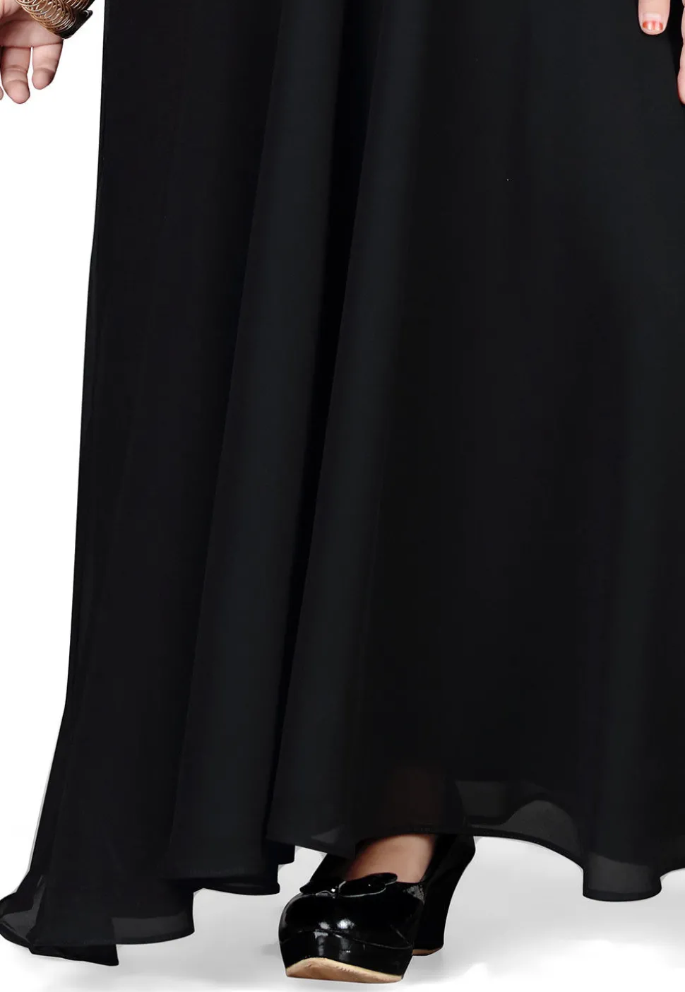 Plain Georgette and Net Gown in Black and Pink