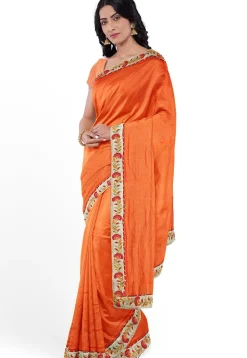 Plain Georgette Saree in Orange