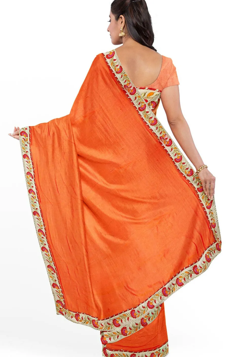 Plain Georgette Saree in Orange