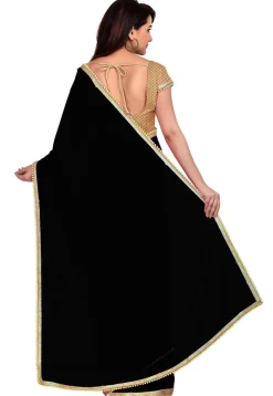 Plain Georgette Saree in Black