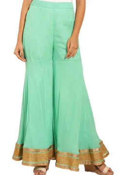 Plain Georgette Sharara in Sea Green