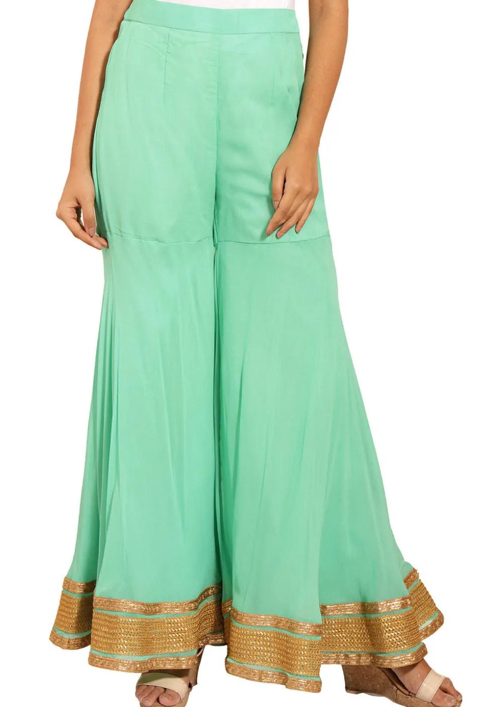 Plain Georgette Sharara in Sea Green