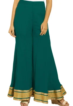 Plain Georgette Sharara in Teal Blue