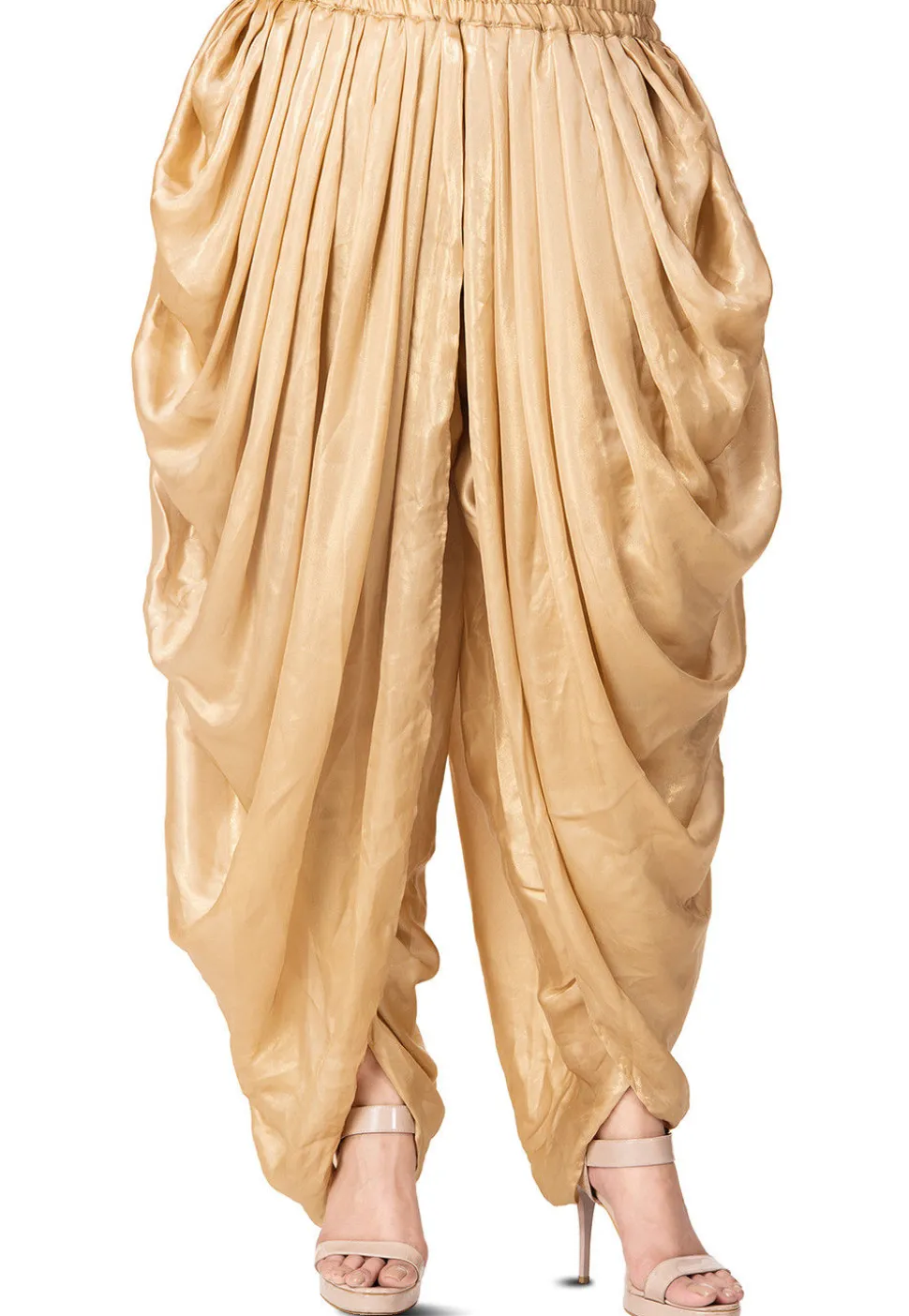 Plain Georgette Shimmer Dhoti Style Patiala in Golden