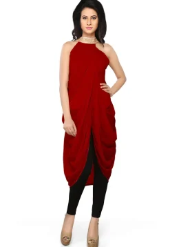 Plain Georgette Tunic in Red
