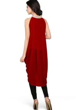 Plain Georgette Tunic in Red