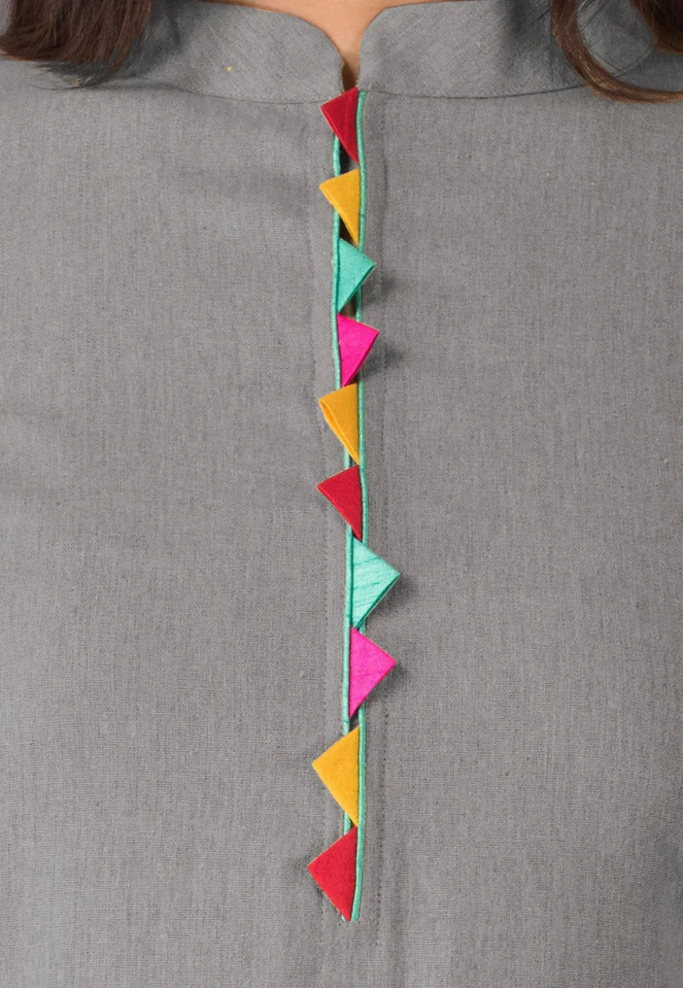 Plain Linen Cotton Straight Kurta in Grey
