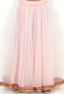 Plain Net Sharara in Baby Pink
