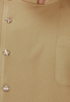 Plain Quilted Scuba Dhoti Kurta in Beige