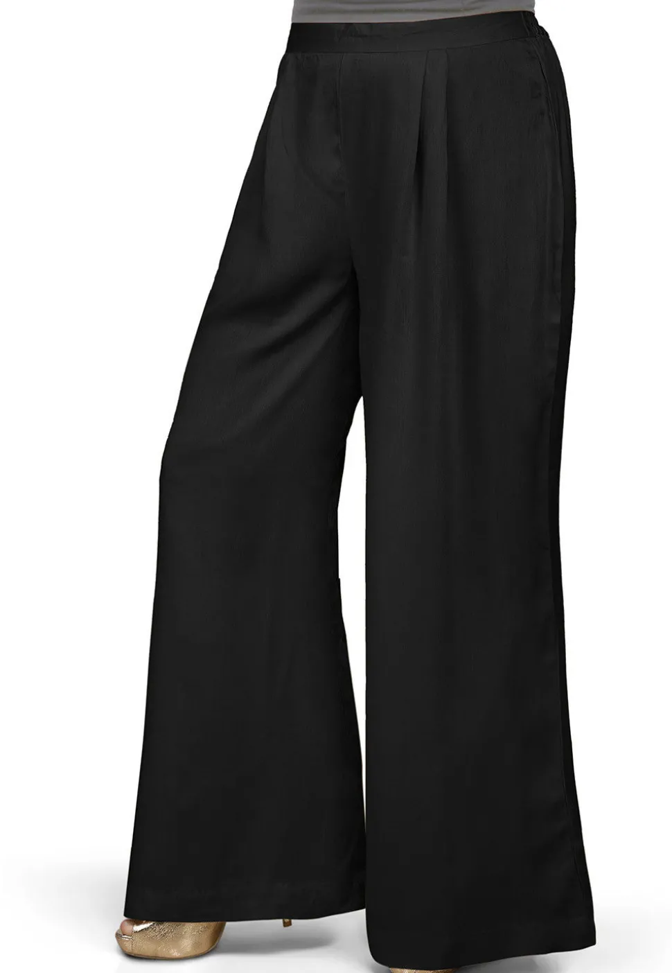 Plain Rayon Palazzo in Black