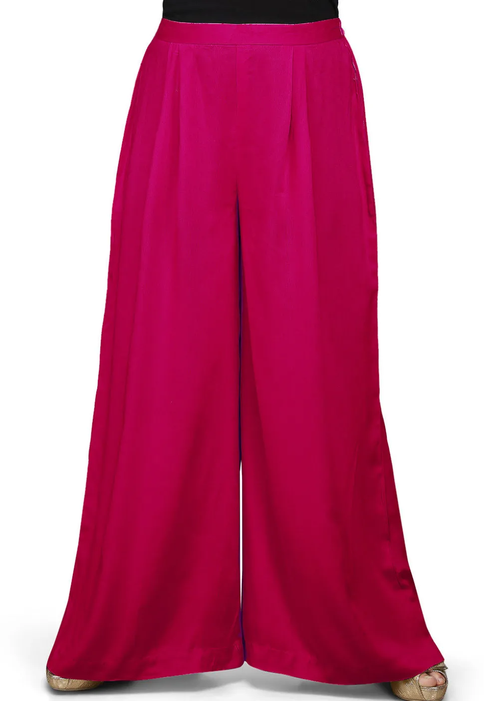 Plain Rayon Palazzo in Fuchsia