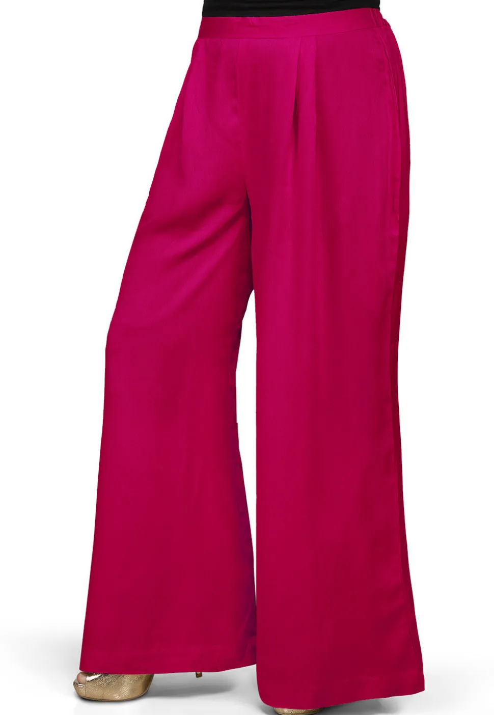 Plain Rayon Palazzo in Fuchsia