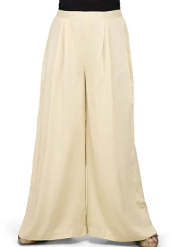 Plain Rayon Palazzo in Light Beige
