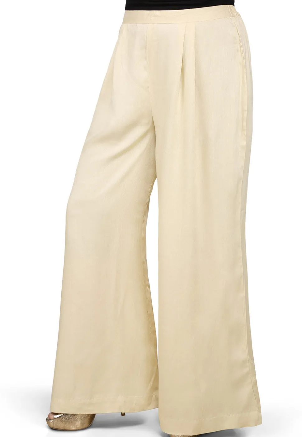 Plain Rayon Palazzo in Light Beige