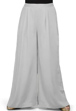 Plain Rayon Palazzo in Light Grey