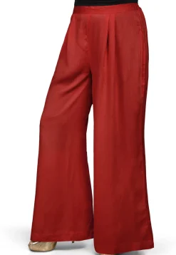 Plain Rayon Palazzo in Maroon