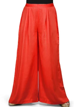Plain Rayon Palazzo in Red