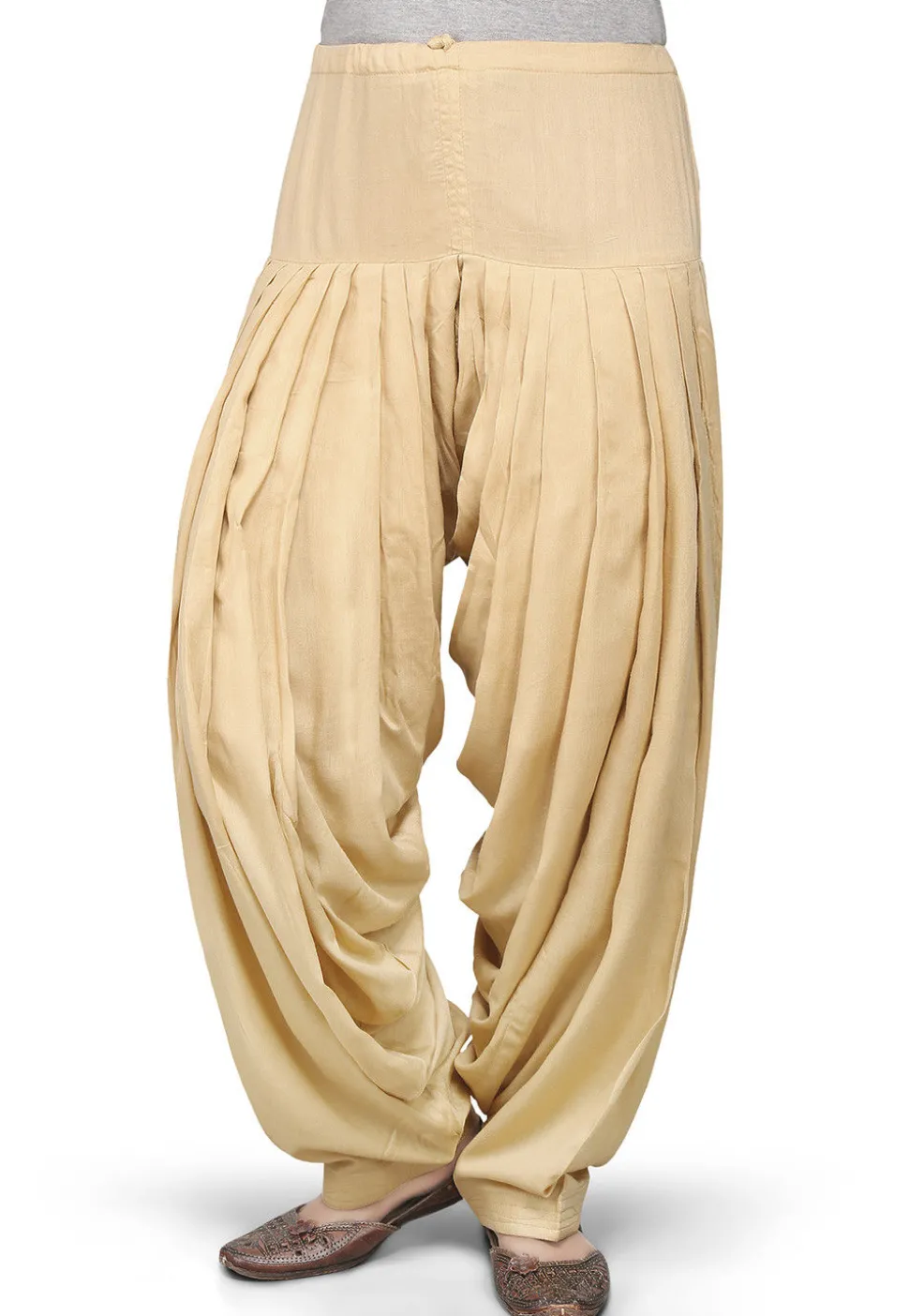 Plain Rayon Patiala in Beige