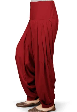 Plain Rayon Patiala in Maroon
