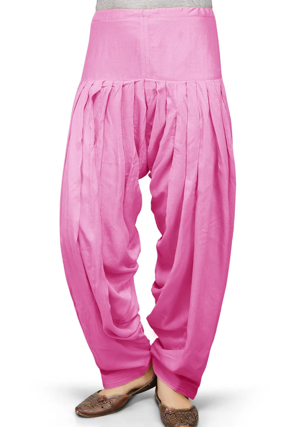 Plain Rayon Patiala in Pink
