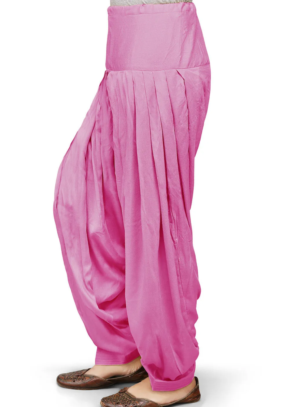 Plain Rayon Patiala in Pink