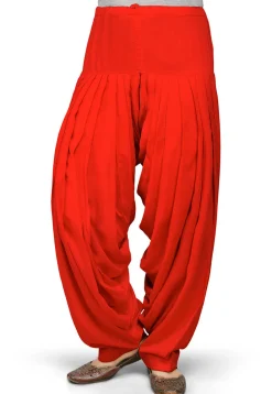 Plain Rayon Patiala in Red