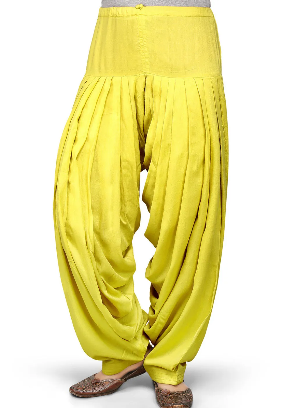 Plain Rayon Patiala in Yellow