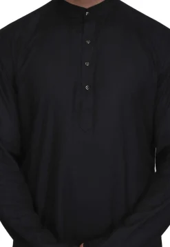 Plain Rayon Straight Kurta in Black