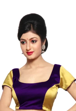 Plain Satin Blouse in Purple and Yellow
