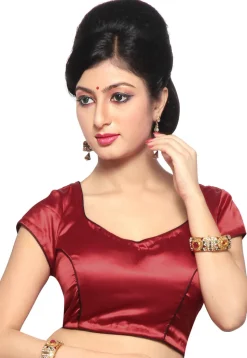 Plain Satin Blouse in Red