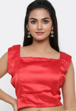 Plain Satin Blouse in Red