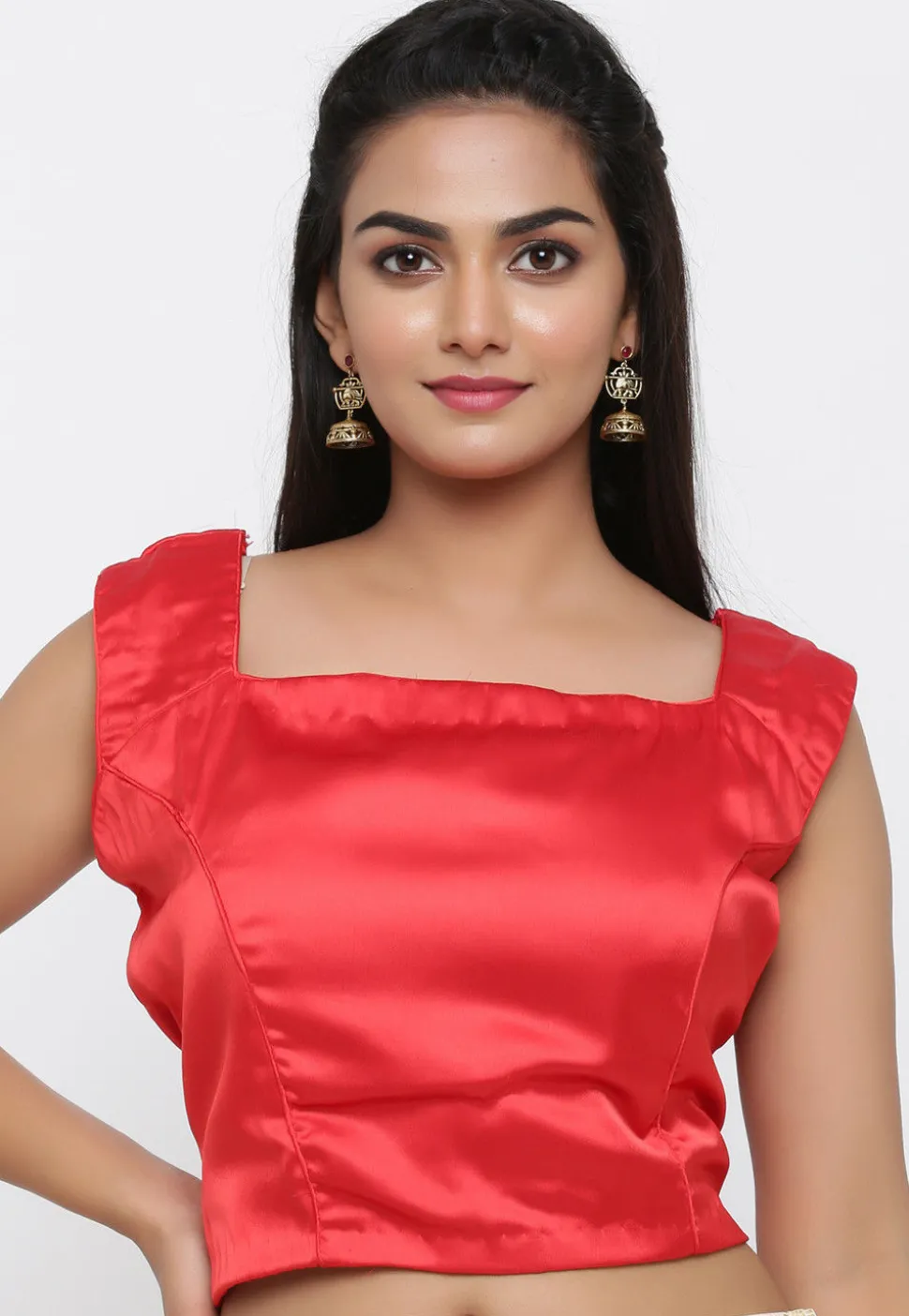 Plain Satin Blouse in Red