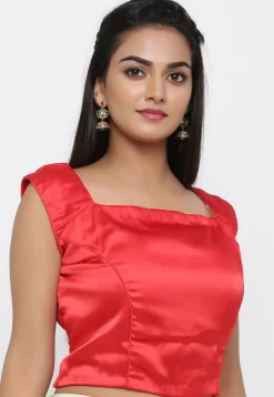 Plain Satin Blouse in Red