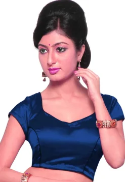 Plain Satin Blouse in Royal Blue