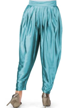 Plain Satin Dhoti Pant in Teal Blue