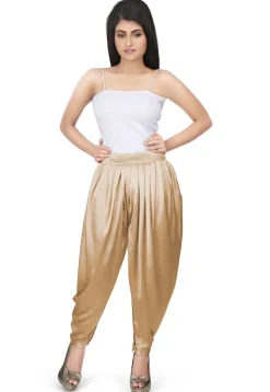 Plain Satin Dhoti Pant in Beige
