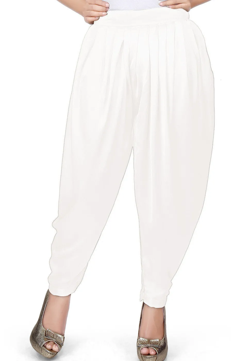 Plain Satin Dhoti Pant in White
