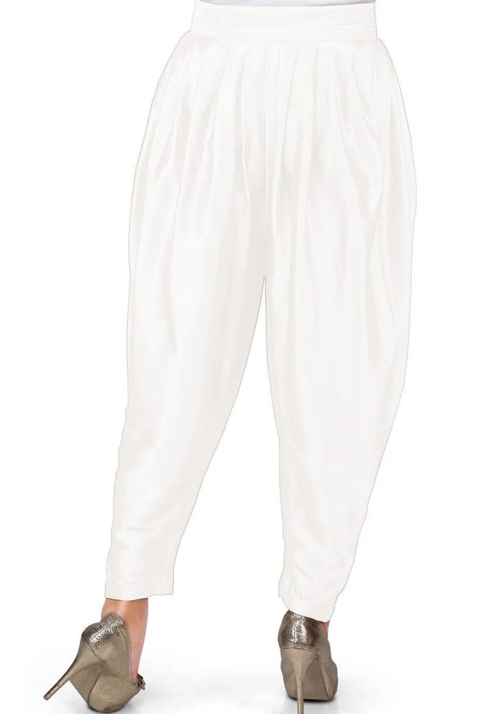 Plain Satin Dhoti Pant in White