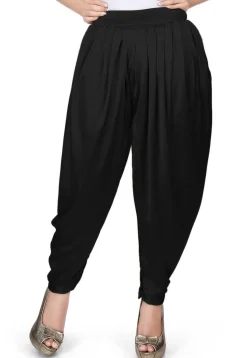Plain Satin Dhoti Pant in Black