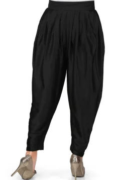 Plain Satin Dhoti Pant in Black