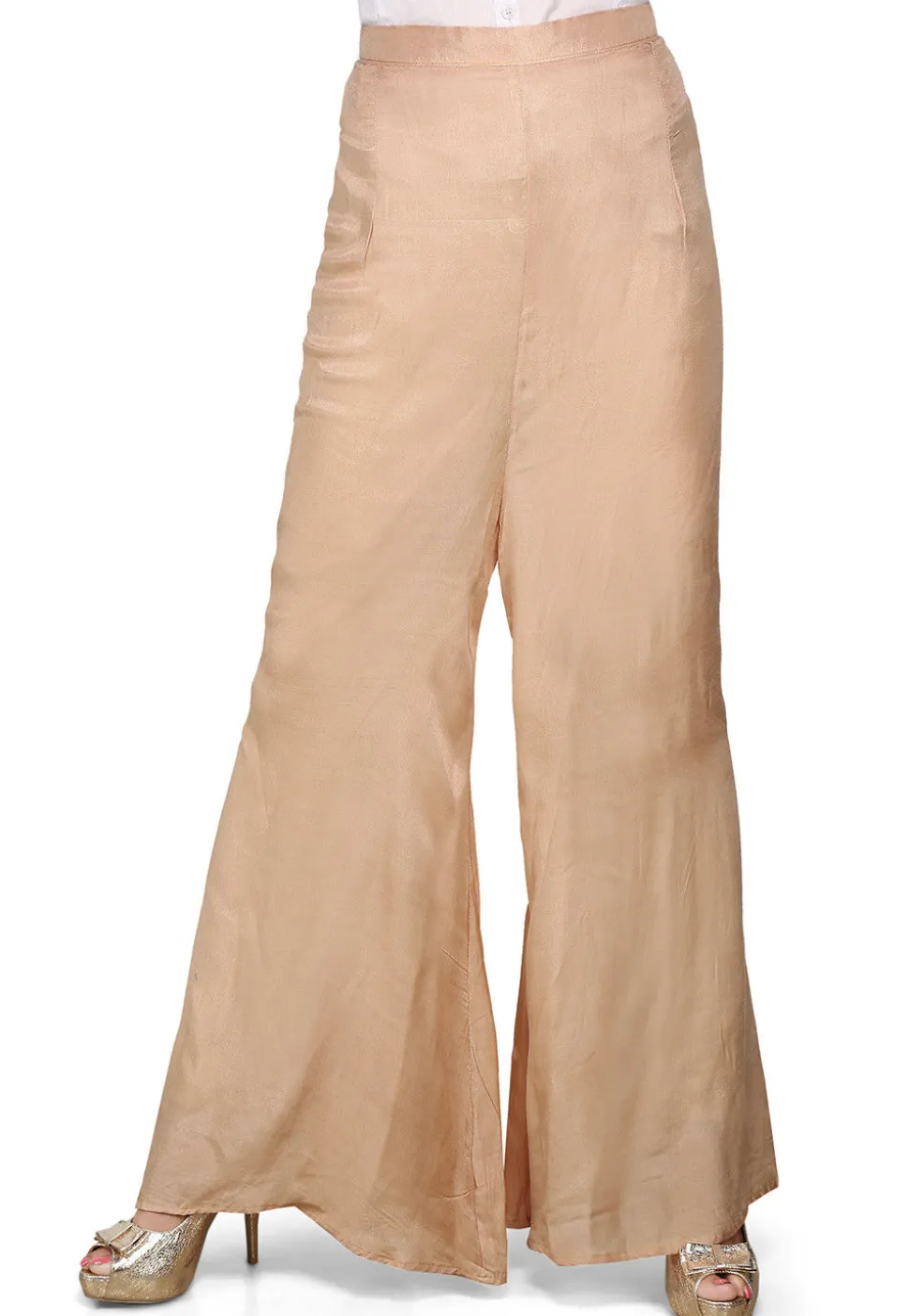 Plain Shantoon Palazzo in Beige