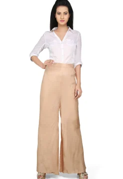 Plain Shantoon Palazzo in Beige
