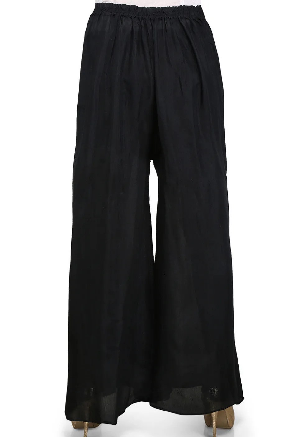Plain Shantoon Palazzo in Black