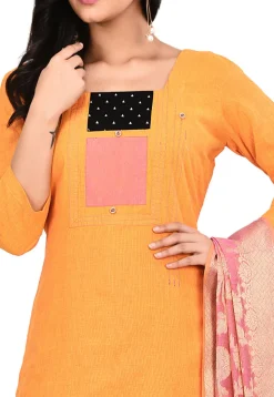 Plain South Cotton Straight Suit in Orange