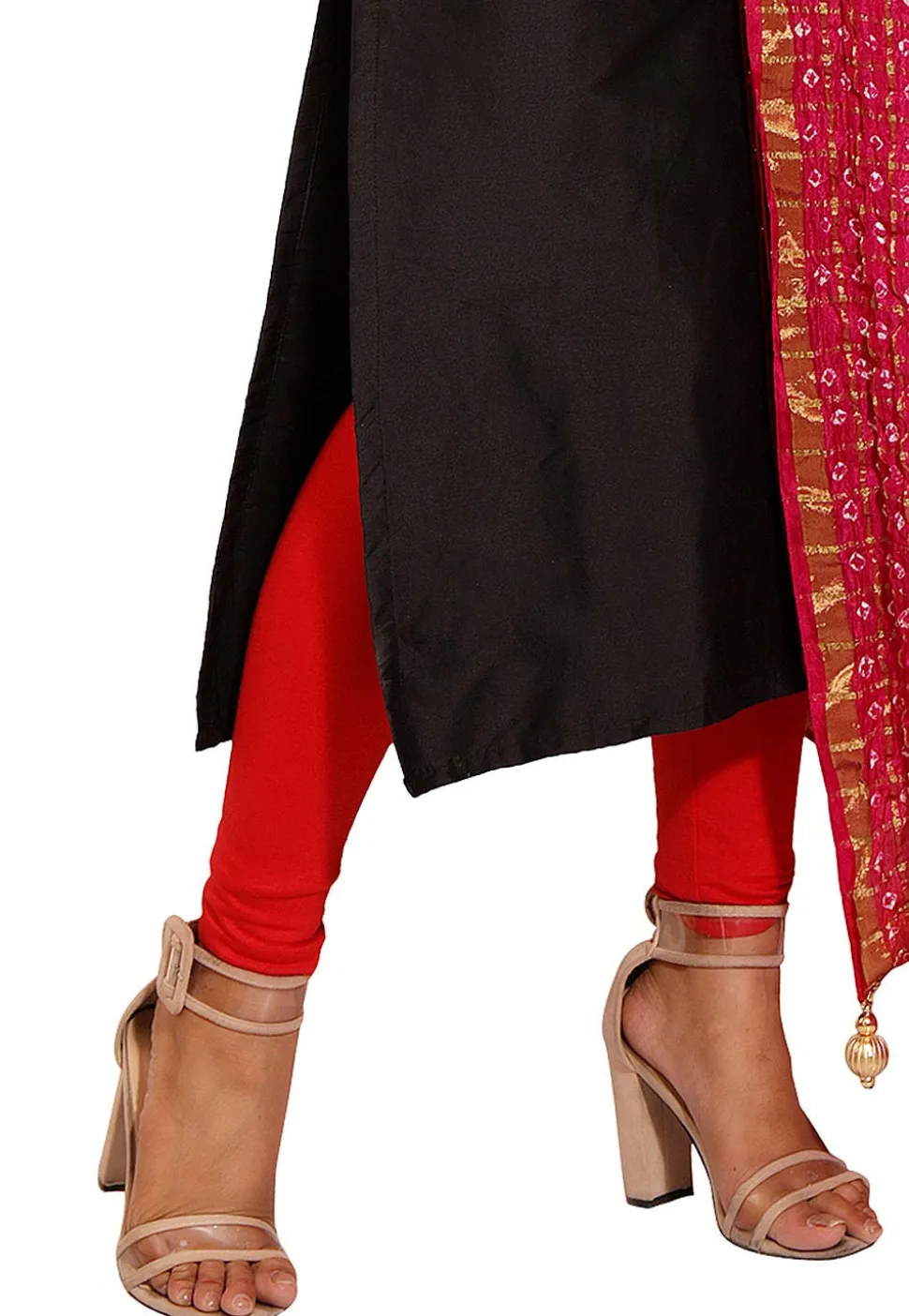 Plain Taffeta Silk Straight Suit in Black